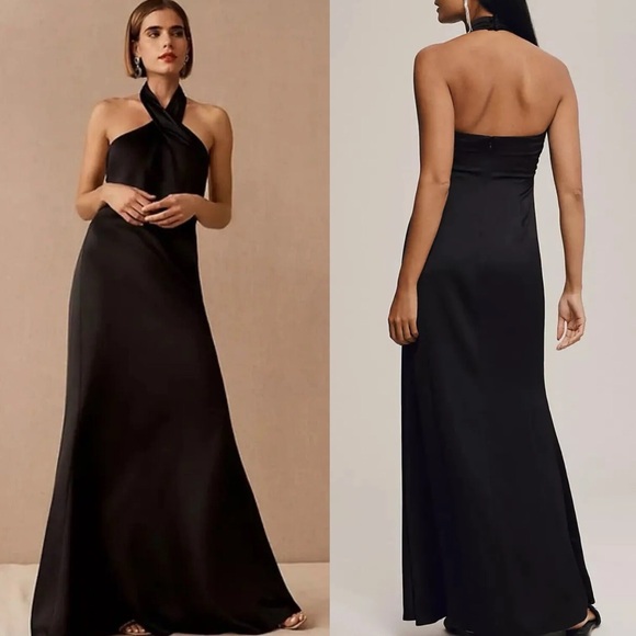 BHLDN X RUBY TWIST Evening Maxi Halter Satin Dress - Picture 1 of 9
